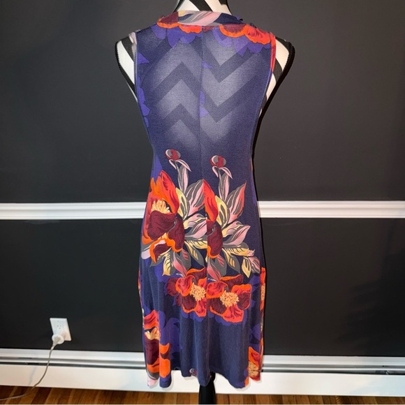 MAEVE BY ANTHROPOLOGIE Tilt Floral Swing Dress Blue Orange XS - Picture 4 of 5